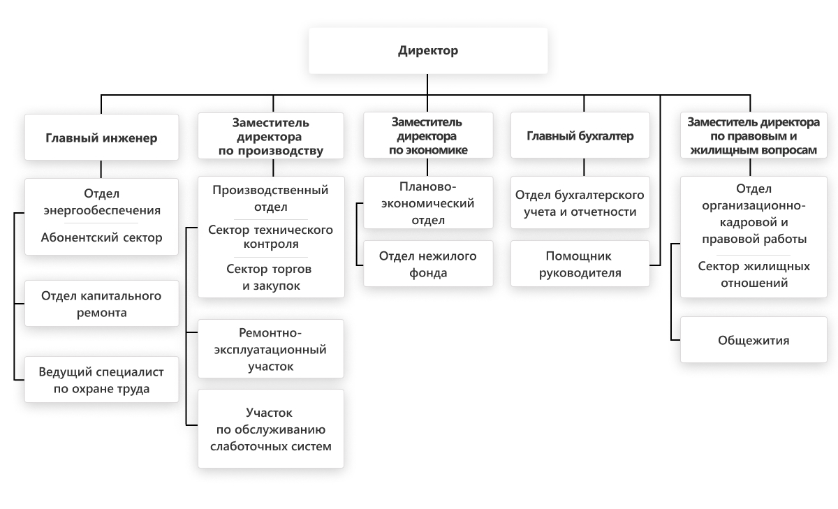 КУП «Минские городские общежития» - Структура предприятия